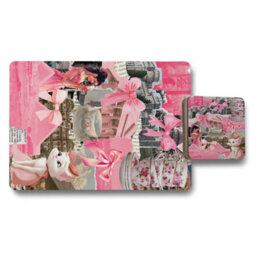 Benjamin Tate Design Pink Couture Placemat And Coaster Set With Wood Backing In Trend Designer Artwork Limited Edition - thumbnail 1