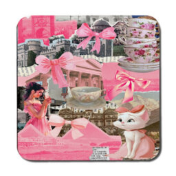 Benjamin Tate Design Pink Couture Placemat And Coaster Set With Wood Backing In Trend Designer Artwork Limited Edition - thumbnail 3