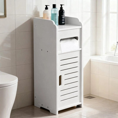 Waterproof Bathroom Storage Cabinet Free Standing Cabinet Organizer Unit White - image 1