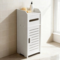 Waterproof Bathroom Storage Cabinet Free Standing Cabinet Organizer Unit White - thumbnail 5