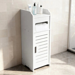 Waterproof Bathroom Storage Cabinet Free Standing Cabinet Organizer Unit White - thumbnail 4