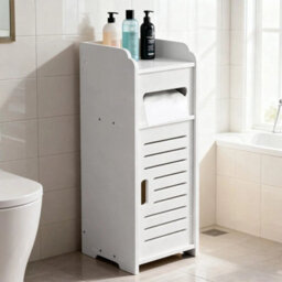Waterproof Bathroom Storage Cabinet Free Standing Cabinet Organizer Unit White - thumbnail 1