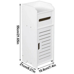 Waterproof Bathroom Storage Cabinet Free Standing Cabinet Organizer Unit White - thumbnail 2