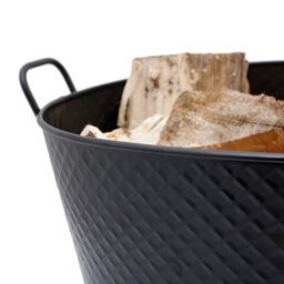 Charles Bentley Willow Large Fireside Log Bucket Iron Oval Opening Black Matte Finish - thumbnail 5