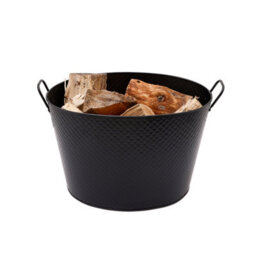 Charles Bentley Willow Large Fireside Log Bucket Iron Oval Opening Black Matte Finish - thumbnail 4