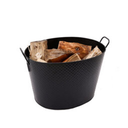 Charles Bentley Willow Large Fireside Log Bucket Iron Oval Opening Black Matte Finish - thumbnail 3