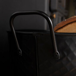 Charles Bentley Willow Large Fireside Log Bucket Iron Oval Opening Black Matte Finish - thumbnail 2
