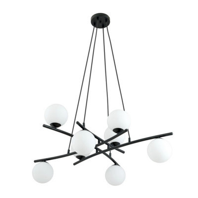 Emibig Lighting Emibig Essa Pendant Lamp 8 X E14 Black With White Shade - image 1