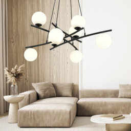 Emibig Lighting Emibig Essa Pendant Lamp 8 X E14 Black With White Shade - thumbnail 8