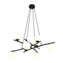 Emibig Lighting Emibig Essa Pendant Lamp 8 X E14 Black With White Shade - thumbnail 2