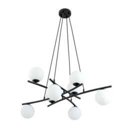 Emibig Lighting Emibig Essa Pendant Lamp 8 X E14 Black With White Shade - thumbnail 1