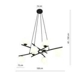 Emibig Lighting Emibig Essa Pendant Lamp 8 X E14 Black With White Shade - thumbnail 7
