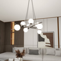 Emibig Lighting Emibig Essa Pendant Lamp 8 X E14 Black With White Shade - thumbnail 6