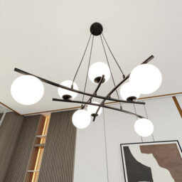 Emibig Lighting Emibig Essa Pendant Lamp 8 X E14 Black With White Shade - thumbnail 5