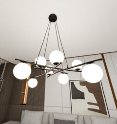 Emibig Lighting Emibig Essa Pendant Lamp 8 X E14 Black With White Shade - thumbnail 4