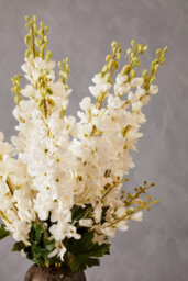 Orsina Delphinium Spike - 90Cm White, Elegant Faux Stem With Layered White Blossoms And Tall Green Stalk - thumbnail 4