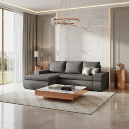 Oslo Mini Corner Sofa Bed With Storage Hr Foam Wave Spring Wooden Frame Living Room 245X182X90Cm Grey Left - thumbnail 2