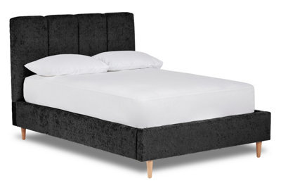Divan Base Direct Zen Fabric Bed With Fluted Headboard Panels Bed Base Only 6Ft Super King- Pavia Ebony