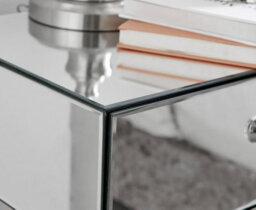 Furniturebox Celeste Single Drawer Mirrored Bedside Table With Silver Chrome Cross Legs - thumbnail 4