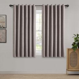 Ameha Mocha Blackout Curtain 135Gsm Thermal Eyelet Modern Blackout Window Treatment 46'x54' Noise Reducing Curtain Pair With Tie Back - thumbnail 1