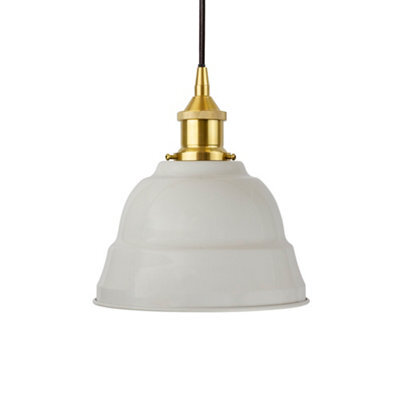 Pale Grey Lincoln Painted Dome Pendant Light With Polished Brass Lamp Holder And Black Round Cable - Se Home - image 1