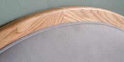 Save On Goods UK 4Ft6 Double Round Shape Grey Velour Fabric Upholstered Oak Wood Bed Frame Bedstead - thumbnail 7