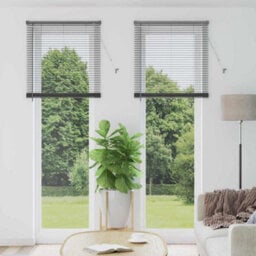 Berkfield Window Blind With Curtains Manual Dark Grey Aluminium - thumbnail 1