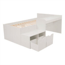 Abrihome Kids Single Bed With Desk And Drawers, 90 X190 Cm, White, 3Ft Kids Wooden Bed With Storage And Slatted Frame, (No Mattress) - thumbnail 6