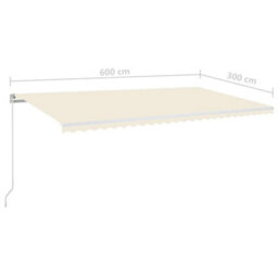Berkfield Manual Retractable Awning With Led 600X300 Cm Cream - thumbnail 7