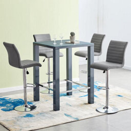 Furniture in Fashion Jam High Gloss Bar Table Square Glass Top In Grey - thumbnail 2