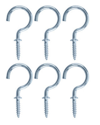 Diall Zinc-Plated Extra Large Cup Hook (L)55mm, Pack Of 6
