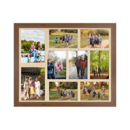 AK Frames 20X16 Walnut Modern Multi Photo Frame With Ivory Mount - Holds 9 Apertures (2X) 7X5, (7X) 6X4 Photos