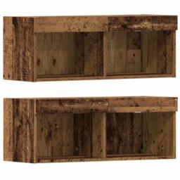 Berkfield Durable Tv Cabinet With Led Lights Old Wood 40.5X30X102 Cm - thumbnail 8
