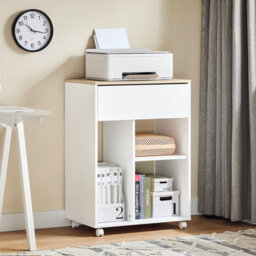 Sobuy Ask10-Nw, Home Office Mobile File Cabinet Printer Stand Side Cabinet On Wheels,wood Effect,w63Xd42Xh88 - thumbnail 2