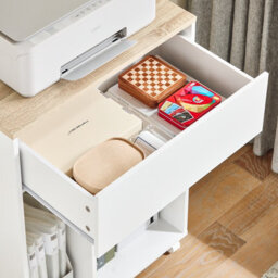 Sobuy Ask10-Nw, Home Office Mobile File Cabinet Printer Stand Side Cabinet On Wheels,wood Effect,w63Xd42Xh88 - thumbnail 5