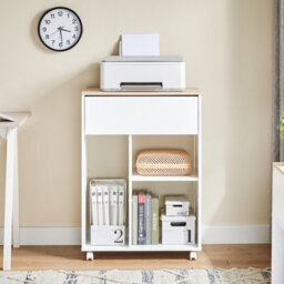 Sobuy Ask10-Nw, Home Office Mobile File Cabinet Printer Stand Side Cabinet On Wheels,wood Effect,w63Xd42Xh88 - thumbnail 9