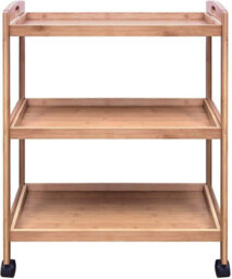 Hygrad Built to Survive Bamboo 3 Tier Kitchen Storage Rack Serving Trolley Island Cart With Wheels, Kitchen Cart, Storage Shelf With Lockable Castors - thumbnail 1