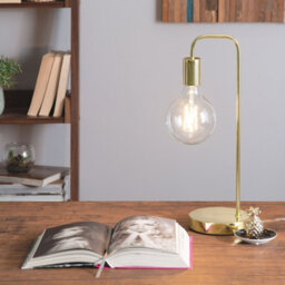 Beliani Gold Industrial Table Lamp No Shade, High-Gloss Finish, 48 Cm Height - thumbnail 1