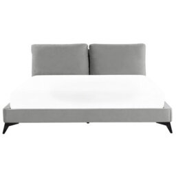 Beliani Bed Velvet Melle 180 X 200 Cm (Eu Super King) Grey - thumbnail 4