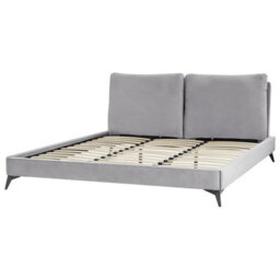 Beliani Bed Velvet Melle 180 X 200 Cm (Eu Super King) Grey - thumbnail 6
