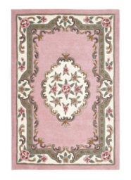 Pink Traditional Wool Rug, 25mm Thickness Floral Handmade Rug, Pink Rug For Living Room, & Dining Room-150Cm X 240Cm