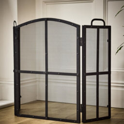 Dibor Vintage Style Blacksmith 3-Fold Fireplace Guard Fire Screen Guard With Rivets H71Cm X W102Cm - thumbnail 4