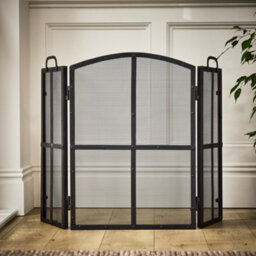 Dibor Vintage Style Blacksmith 3-Fold Fireplace Guard Fire Screen Guard With Rivets H71Cm X W102Cm - thumbnail 3