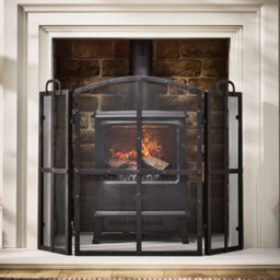 Dibor Vintage Style Blacksmith 3-Fold Fireplace Guard Fire Screen Guard With Rivets H71Cm X W102Cm - thumbnail 1