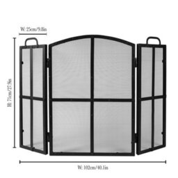 Dibor Vintage Style Blacksmith 3-Fold Fireplace Guard Fire Screen Guard With Rivets H71Cm X W102Cm - thumbnail 2