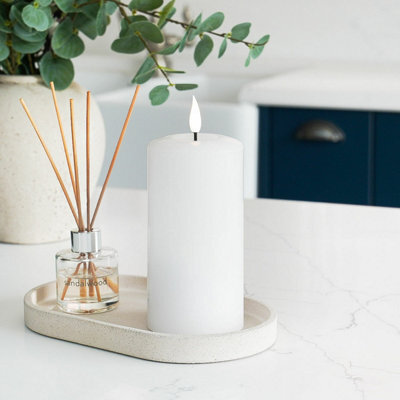 Festive Lights Ember™ Battery Signature White Candle, 15Cm - image 1
