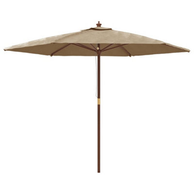 Berkfield Durable Garden Parasol With Wooden Pole Taupe 299X240 Cm