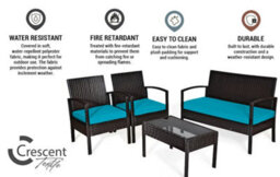 Crescent 3 Piece Replacement Set Turquoise Seat Pads Cushion Waterproof Rattan Furniture Cushions Durable Patio Garden Sofa Seat Pads - thumbnail 3