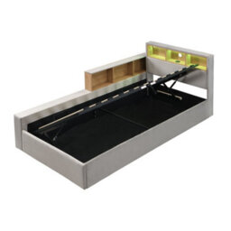 Merax 3Ft Single Daybed 90 X 190 Cm, Velvet Upholstered Sofa Bed With Led Lights, Usb Charging & Storage, Hydraulic Storage, Grey - thumbnail 7
