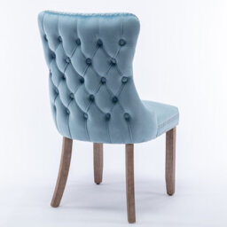 HomeTouch Set Of 4 Lux Velvet Dining Chairs Wing Back Kitchen Bedroom Office Chairs Ocean Blue - thumbnail 9